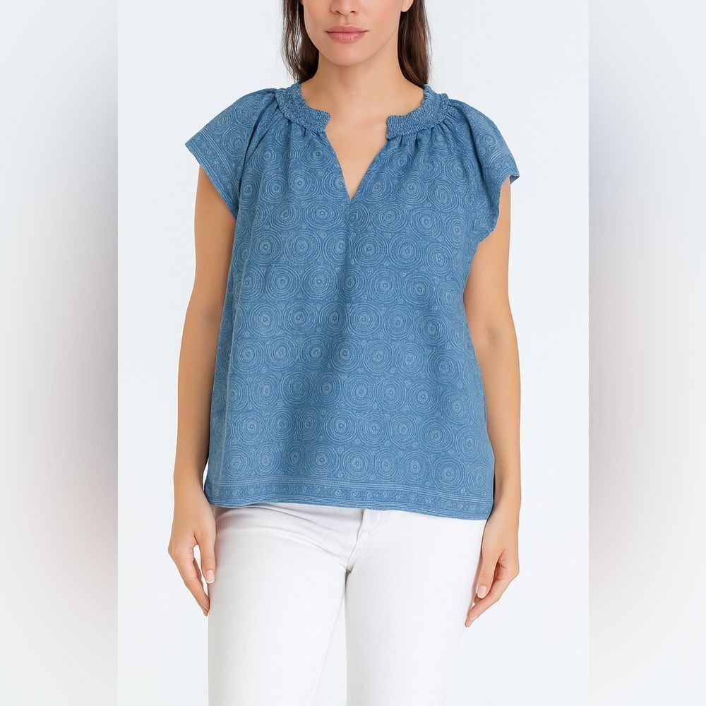Crown & Ivy Women’s Blue Flutter Sleeve Eyelet Top 2x Nwt